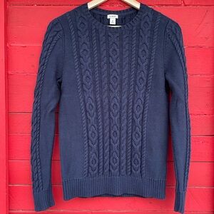LL Bean cotton cable knit crew neck long sleeve sweater